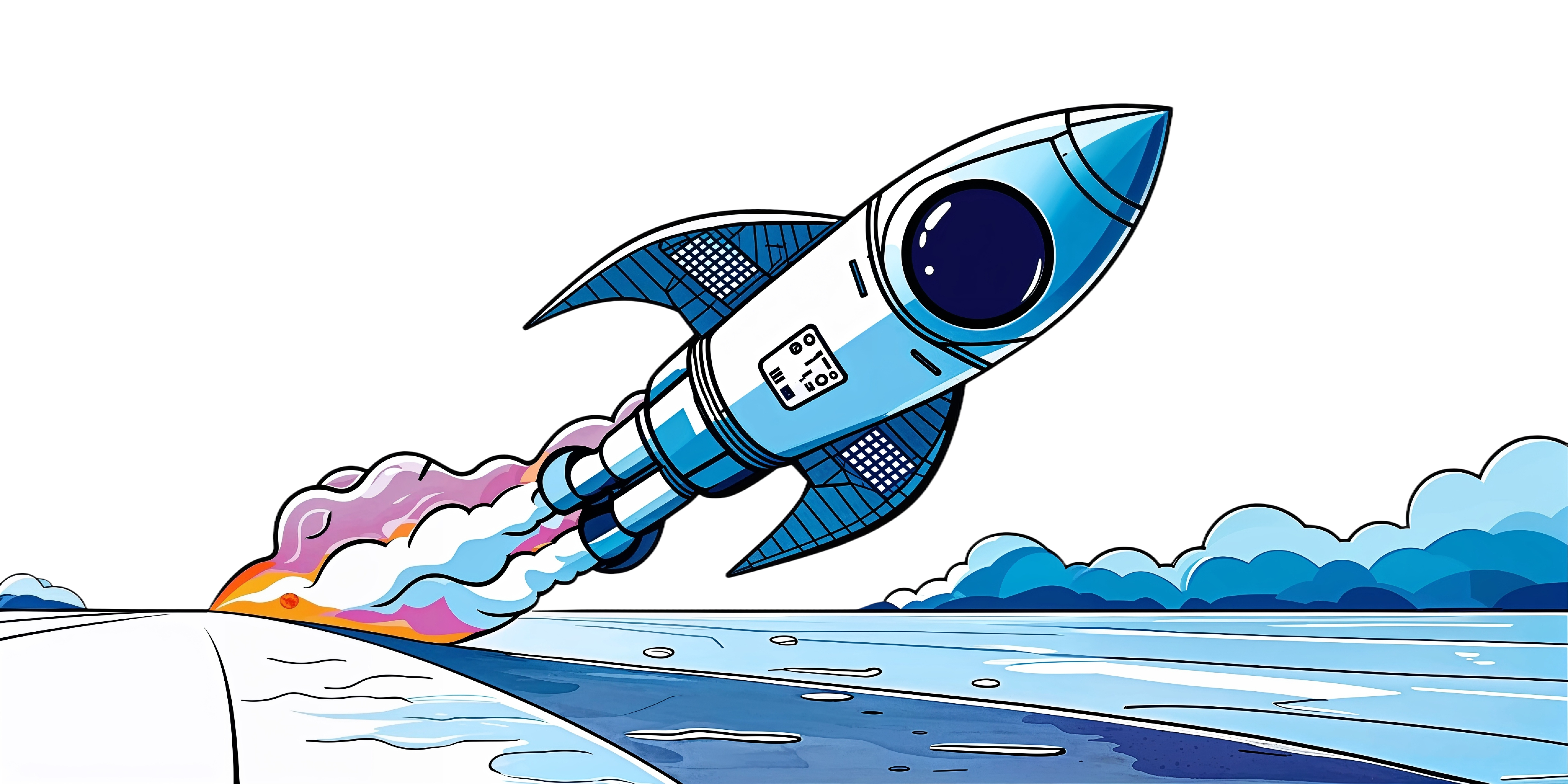Fliegende Rakete am Himmel