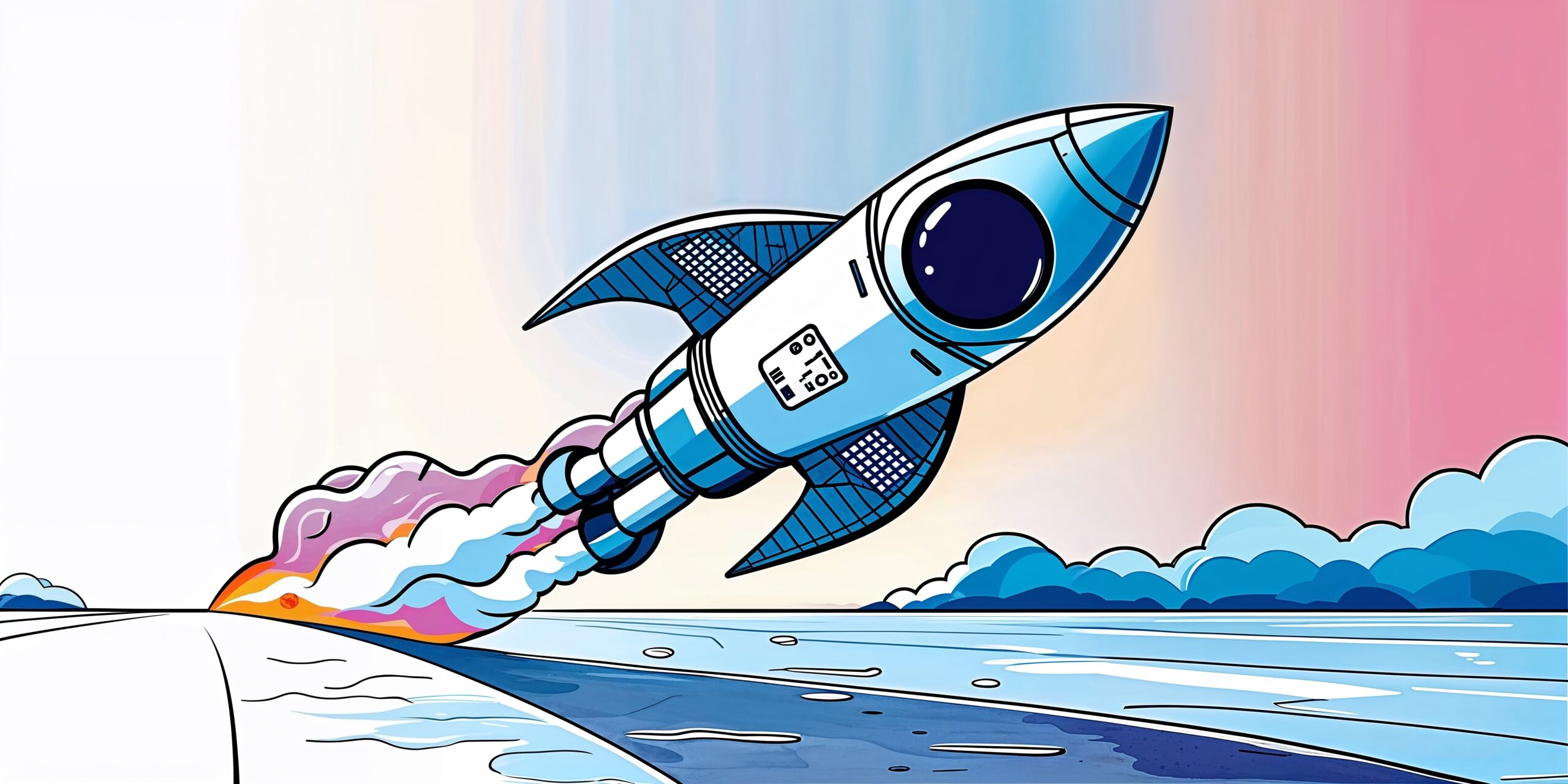 Illustration einer fliegenden Rakete